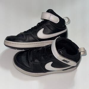Nike Court Borough Mid 2 Black/White Toddler High Top Sneakers Size 12C